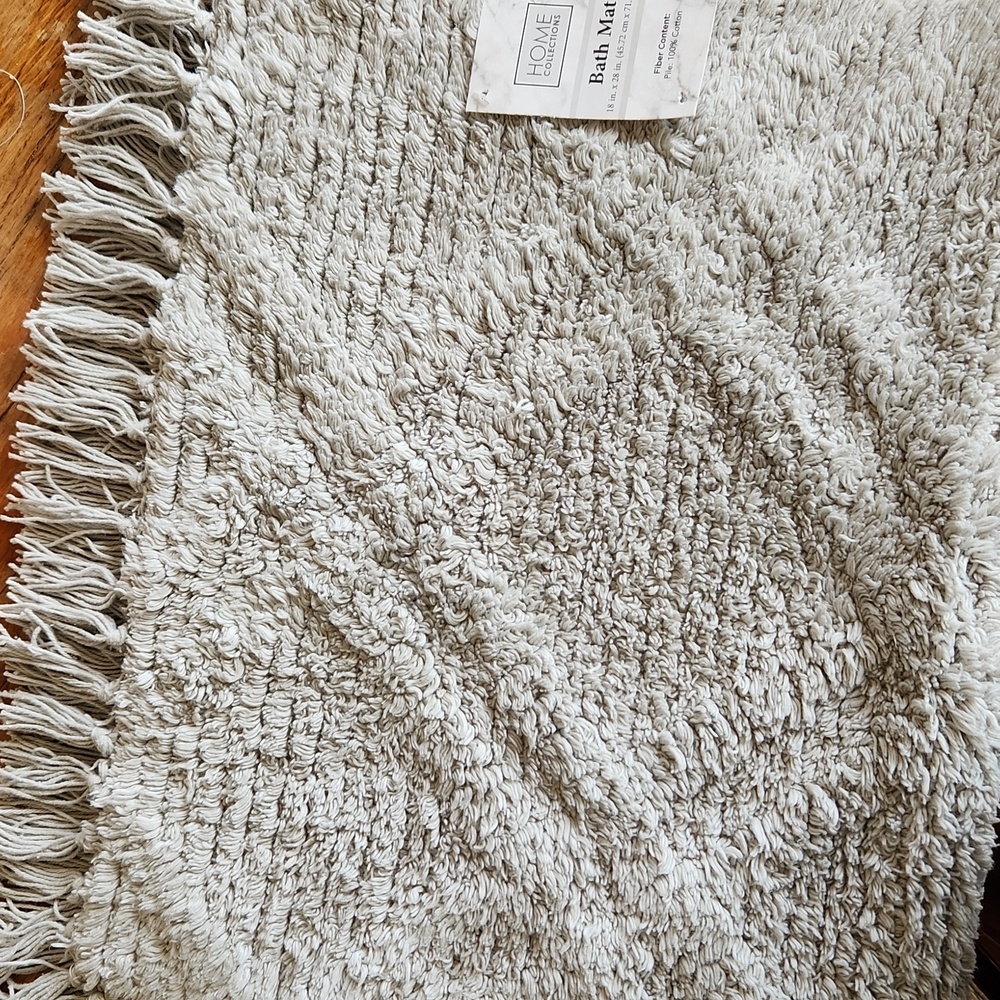 Boho Bath Mat‎ Rug with Tassels Gray Cotton